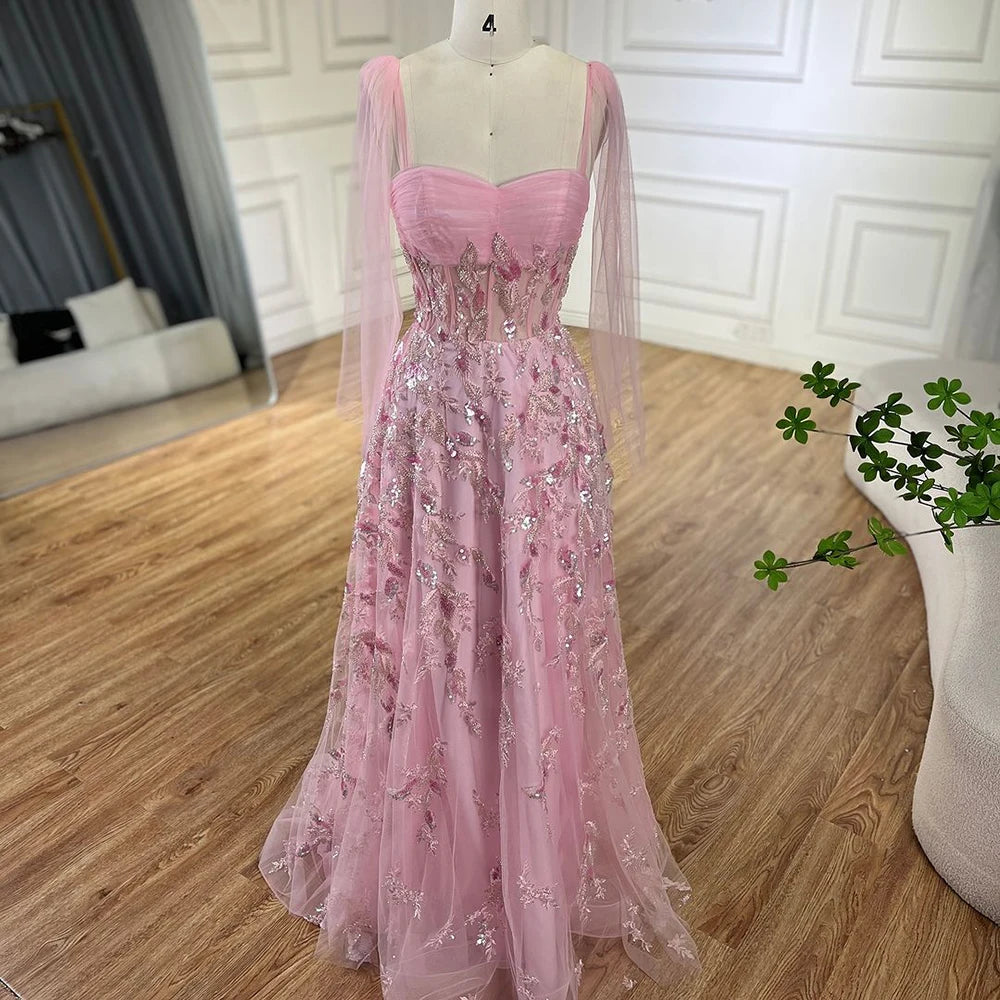 Vestido árabe verde A-Line elegante