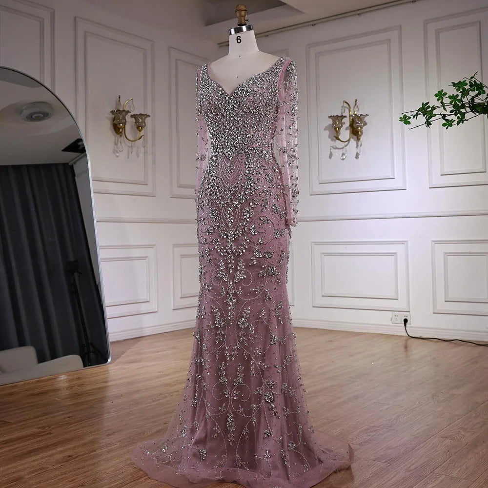 Vestido de noche de sirena de cristal