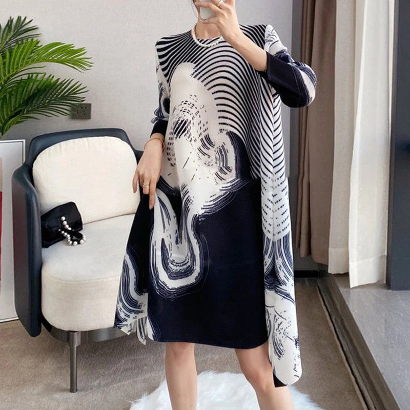 Vestido estampado plisado para ocasiones formales,