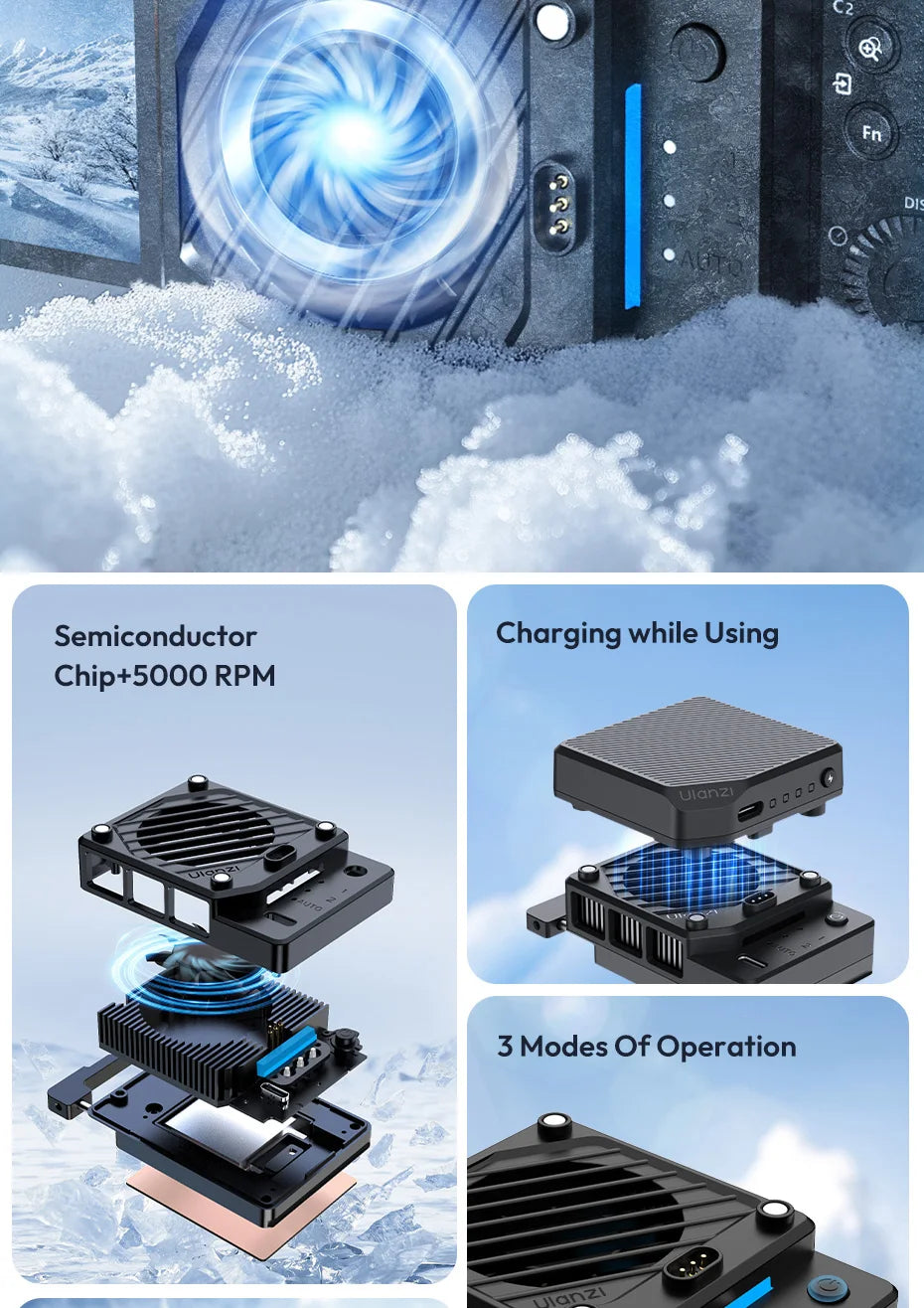 Ventilador de refrigeración para cámara radiador 4K Kit de grabación disipador de calor para Sony Canon Nikon