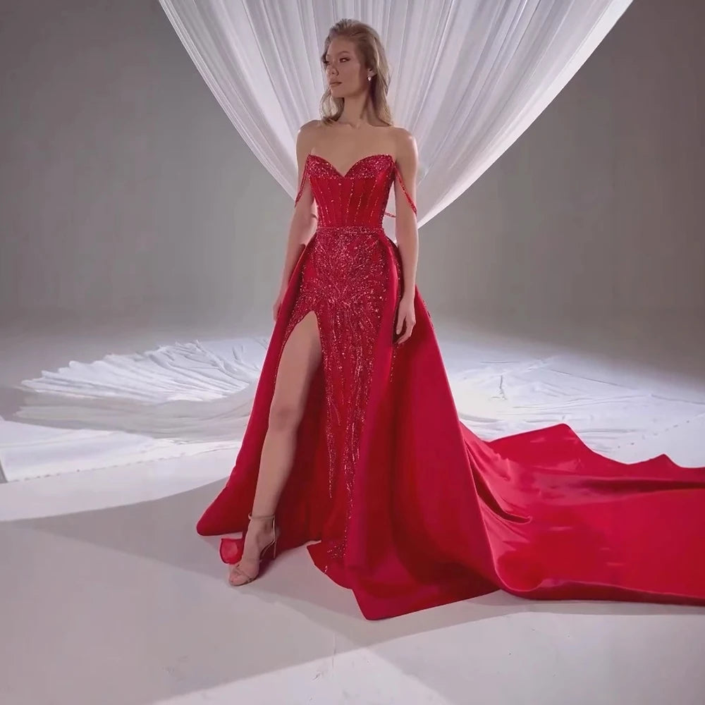 Vestidos de Noche con abertura larga y tirantes finos