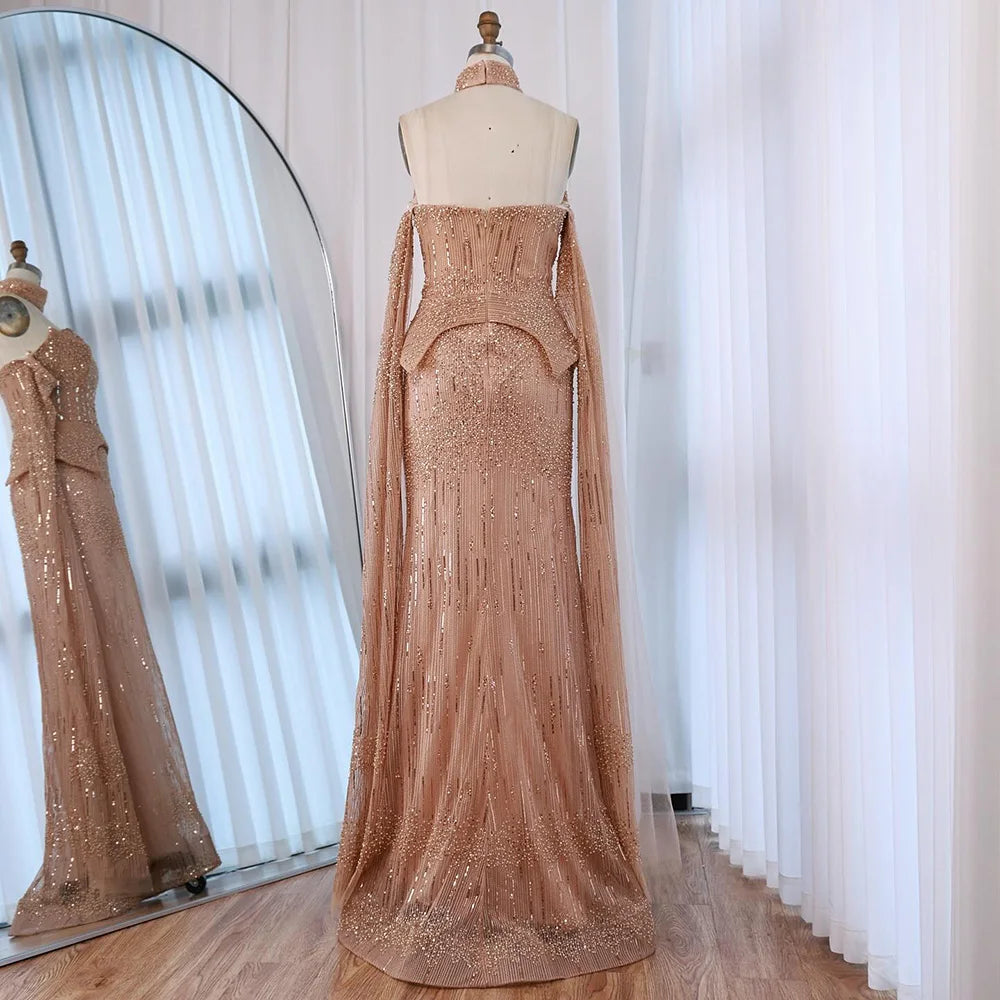 vestido de noche personalizado con cuentas de cristal