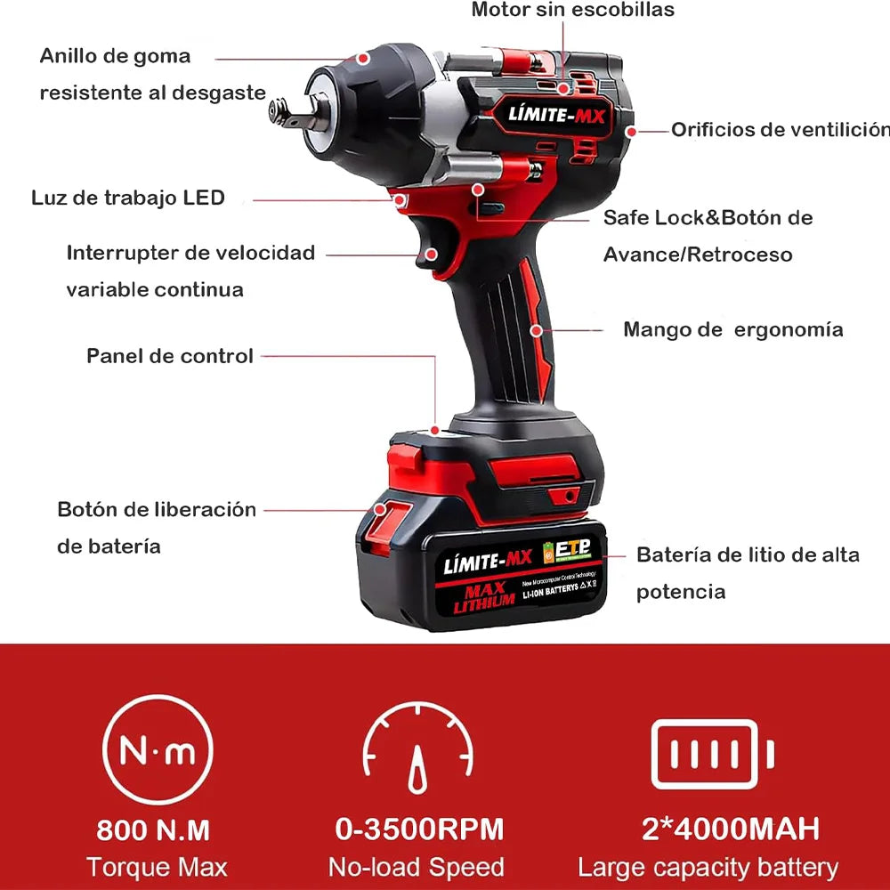 Juego de Llaves de Impacto Inalámbrico