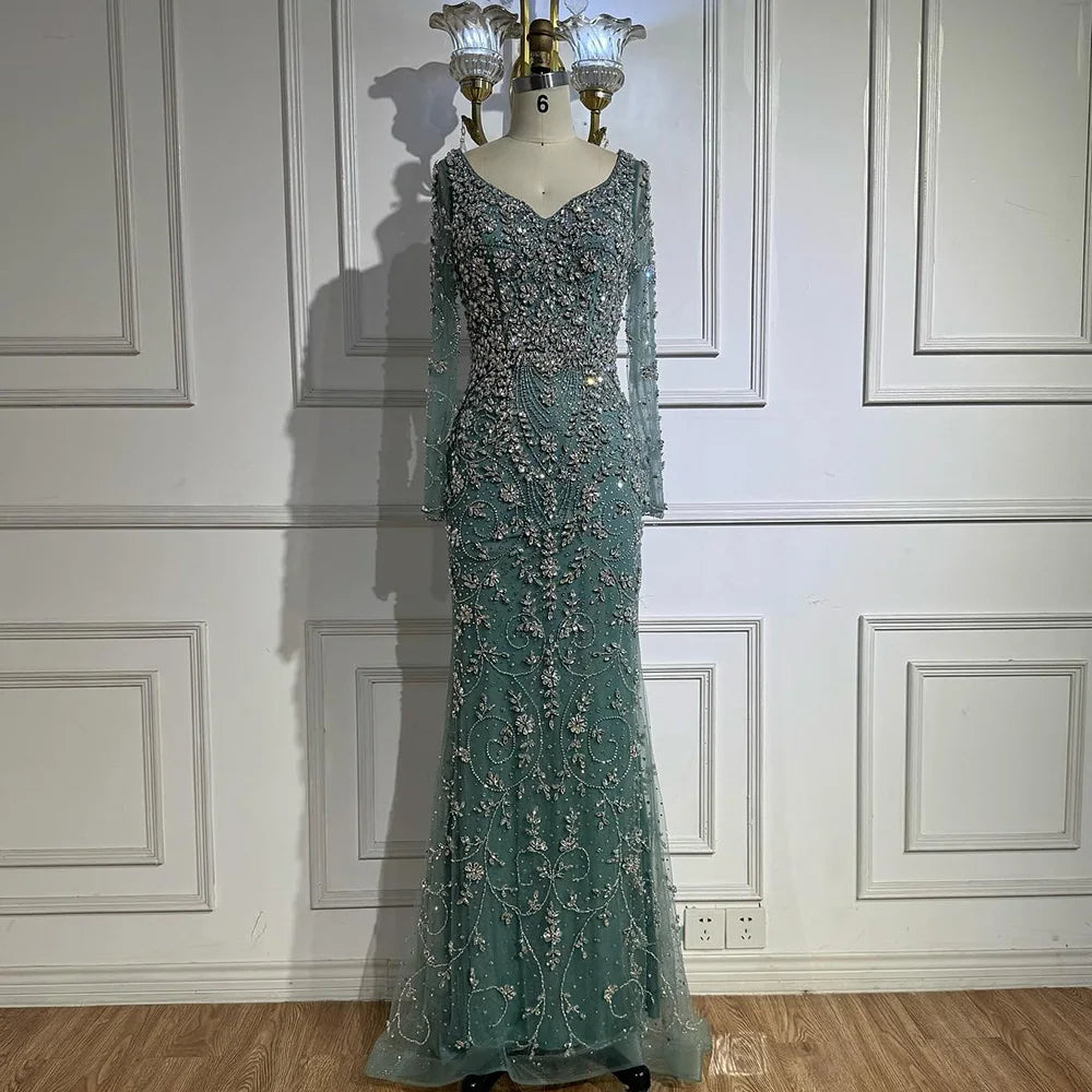 Vestido de noche de sirena de cristal