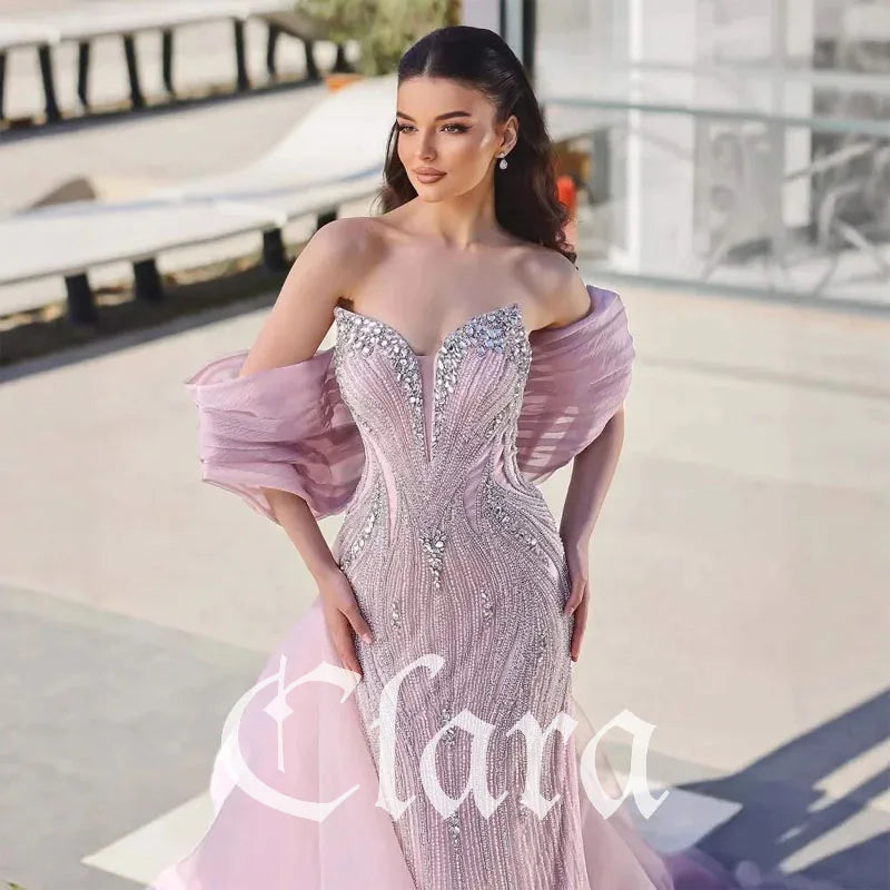 Vestido de noche de sirena rosa