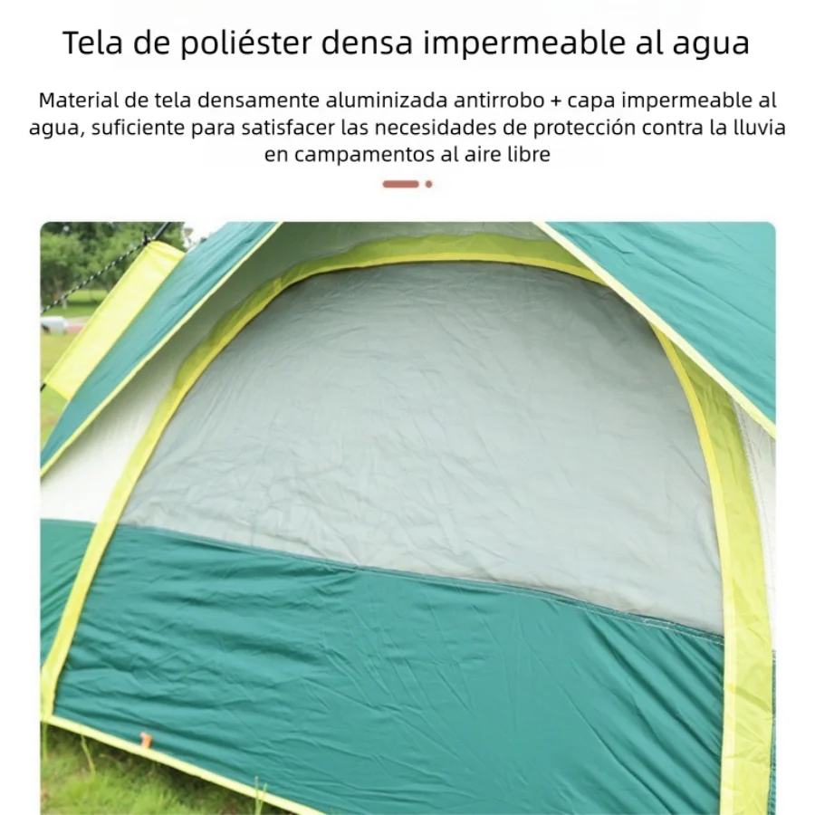 Tienda impermeable con 2 puertas y 2 ventanas, portátil para camping