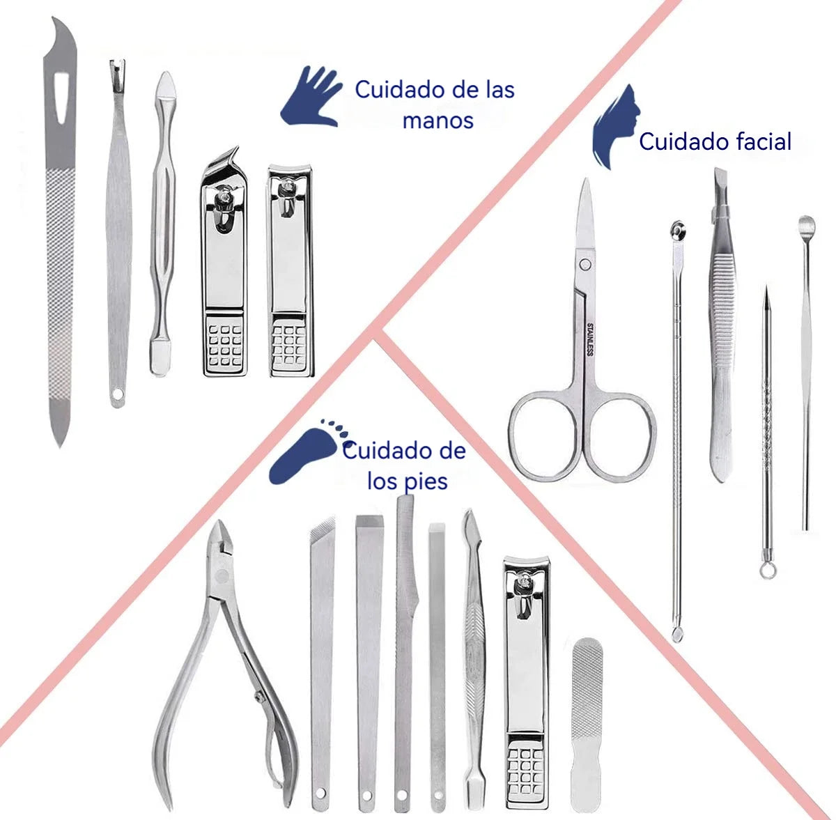 Kit Profesional de Manicura y Pedicura, 19 Piezas