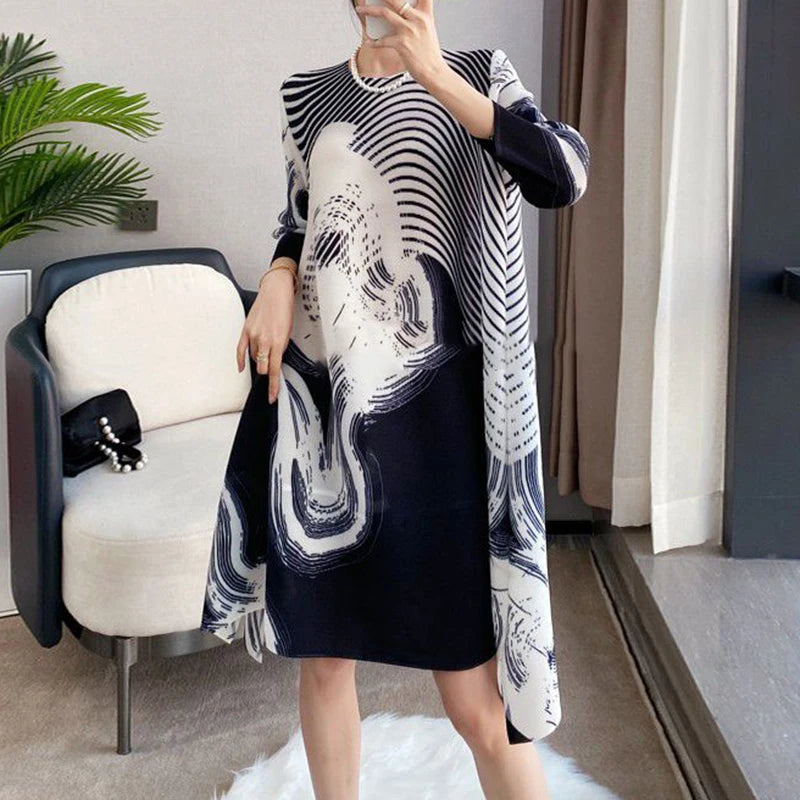 Vestido estampado plisado para ocasiones formales,