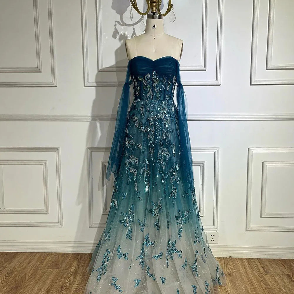 Vestido árabe verde A-Line elegante