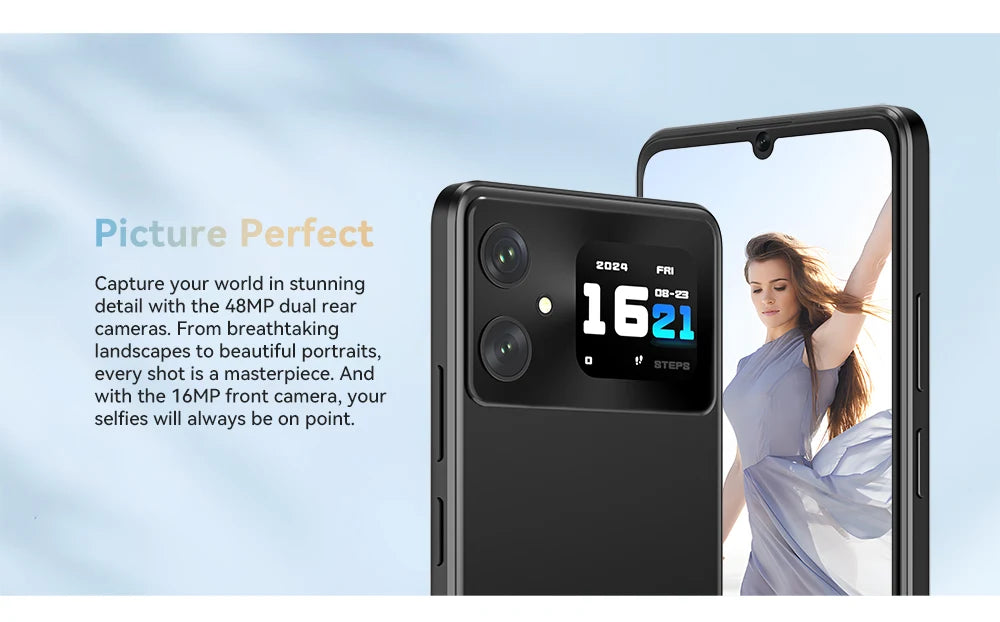 Smartphone Android 14, 12GB RAM (4GB+8GB ampliados)+128GB