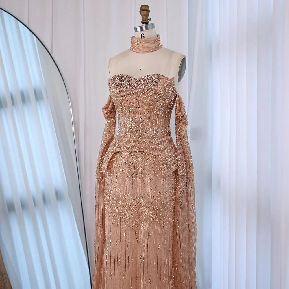 vestido de noche personalizado con cuentas de cristal