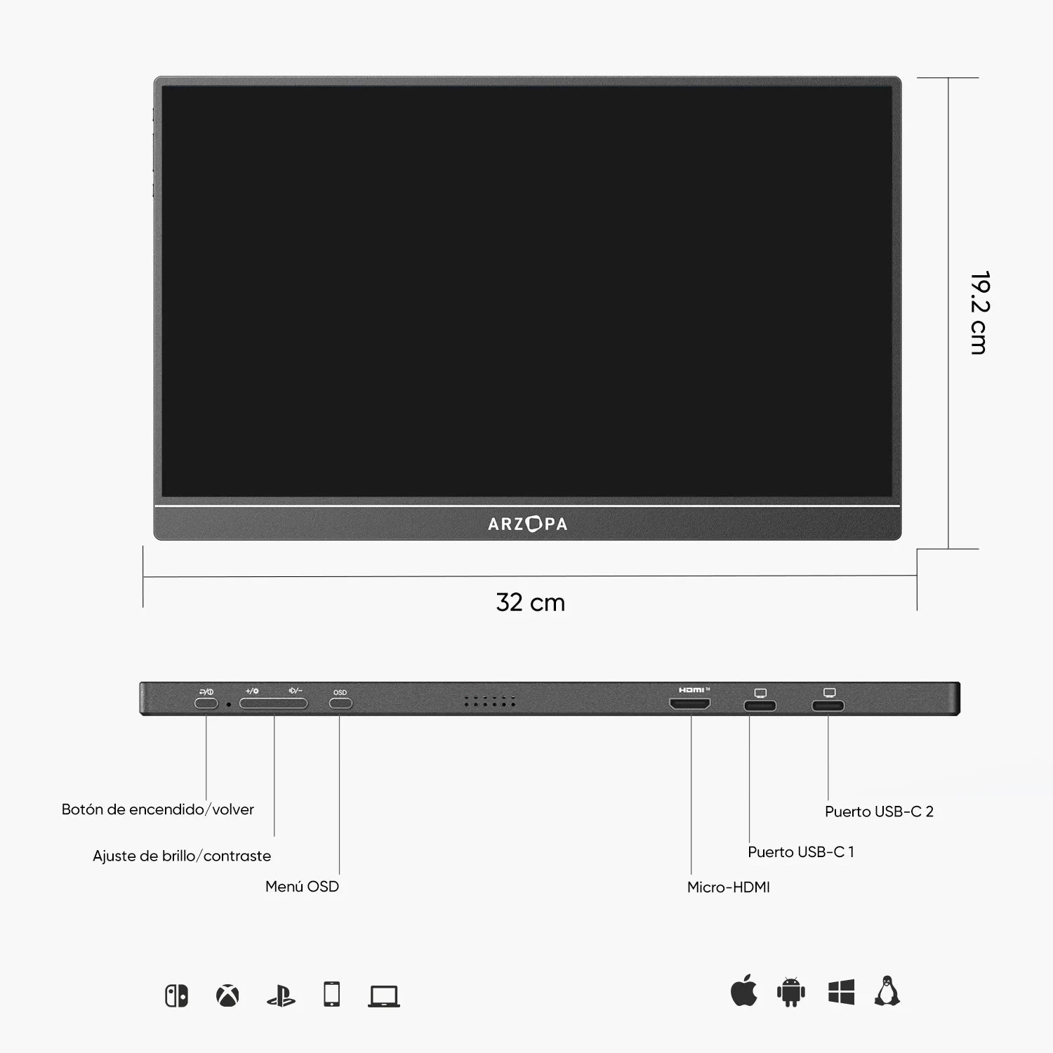 monitor portátil 1080P FHD de 14,0 pulgadas