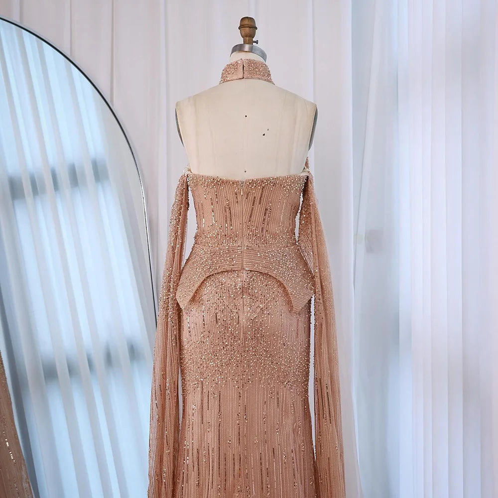 vestido de noche personalizado con cuentas de cristal