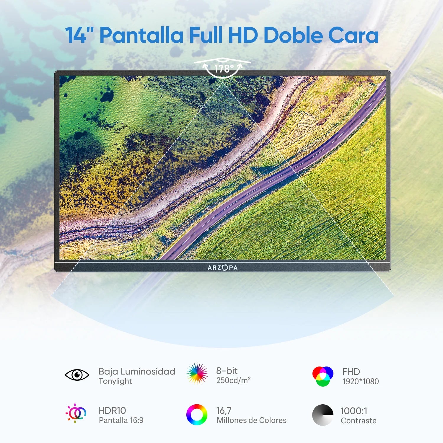 monitor portátil 1080P FHD de 14,0 pulgadas