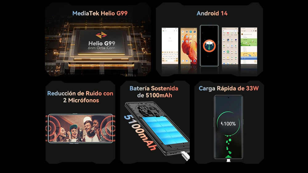 Teléfono inteligente Android 14, Pantalla curva 120 Hz, 32 GB de RAM (16 GB + 16 GB extendido), 256 G