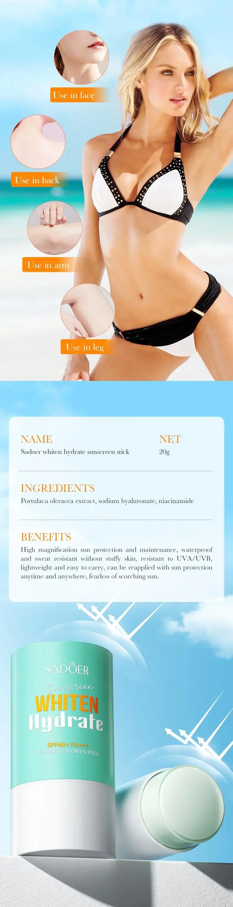Protector solar SPF 60+, protección solar de larga duración, bloqueador