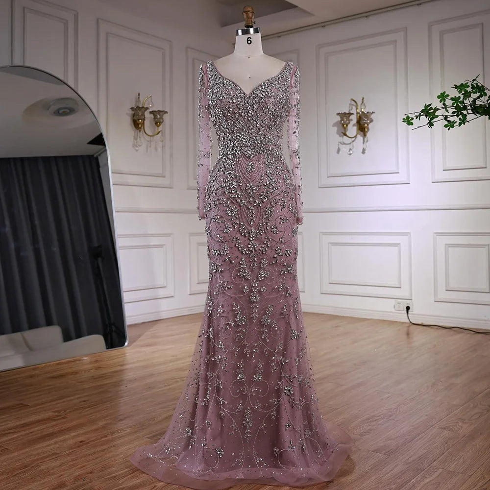 Vestido de noche de sirena de cristal