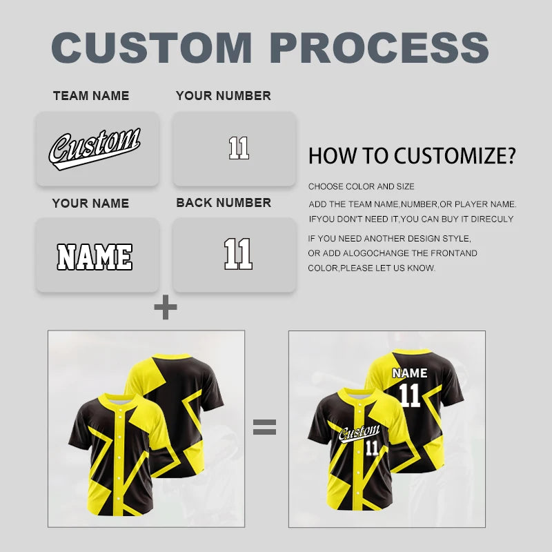 Camiseta de béisbol con botó, personalizada