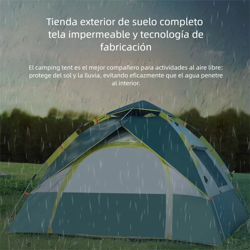 Tienda impermeable con 2 puertas y 2 ventanas, portátil para camping