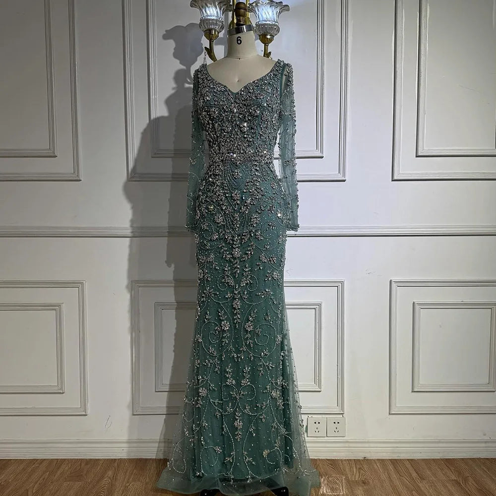 Vestido de noche de sirena de cristal