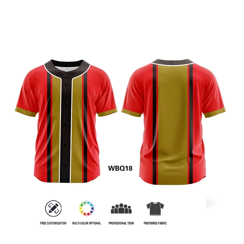 Camiseta de béisbol con botó, personalizada
