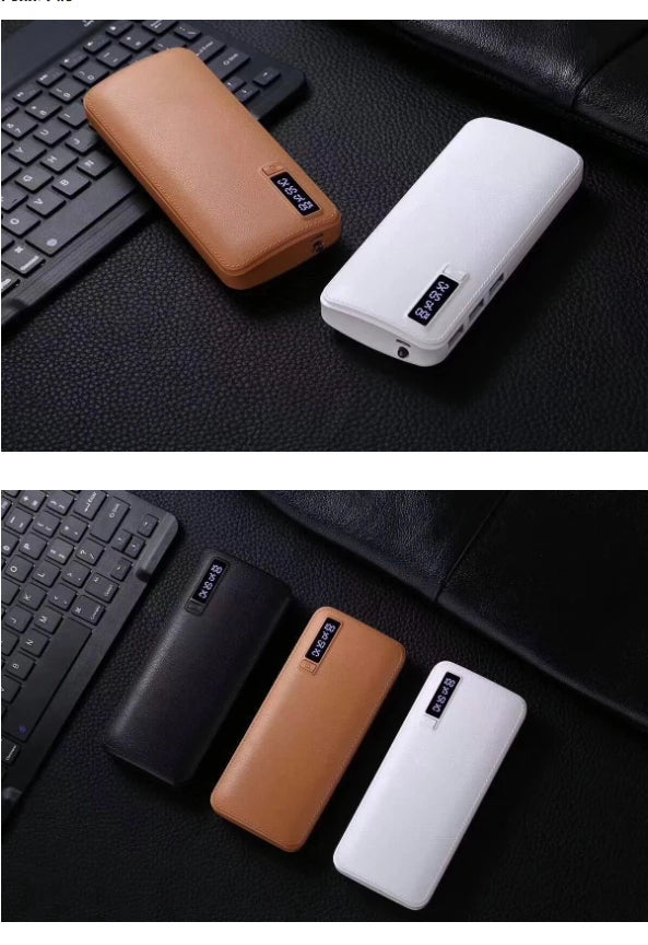 Batería portátil de 10000 mAh con textura de piel, 3 puertos