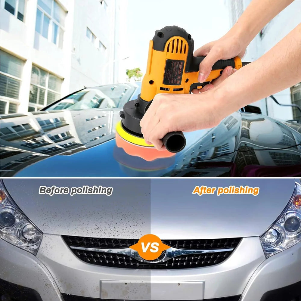 110V Pulidora para Auto,700W Pulidora Orbital de Velocidad Variable（600-3700RPM）,125MM/5-Inch,Juego de 11 Piezas Pulidor con Mango Desmontable Perfecto para Automóviles/Madera/Metal