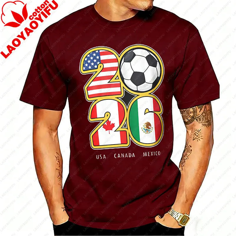 Camiseta de Algodón con Gráfico de Bandera