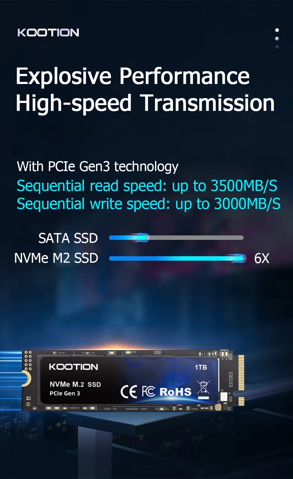 2TB 1TB 512GB 256GB SSD M2 2280 PCIe 3,0 disco de estado sólido interno