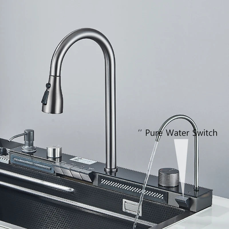 Fregadero de cascada de cocina de acero inoxidable