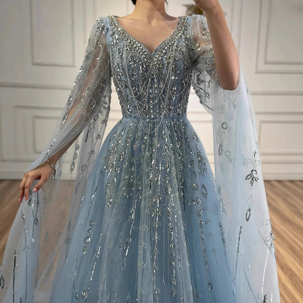vestido de noche personalizado de lujo con cuentas de cristal