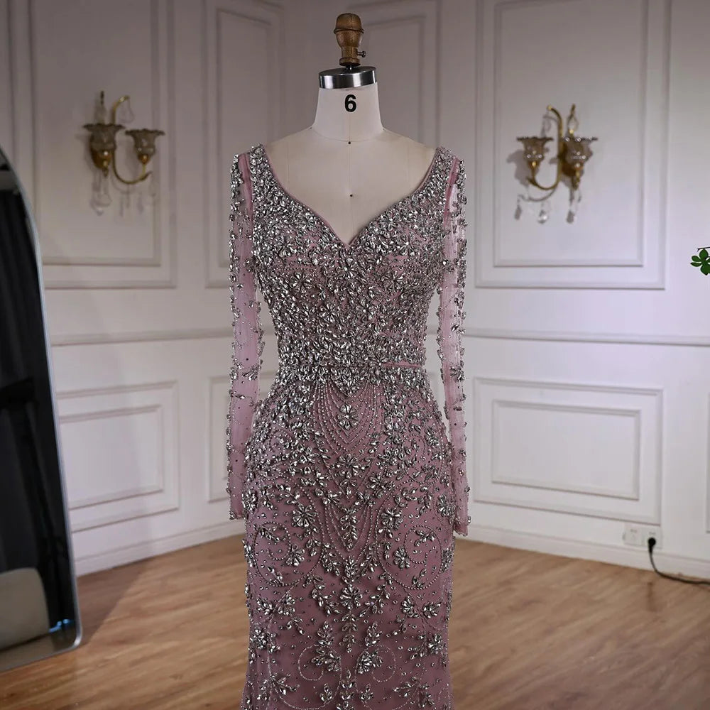 Vestido de noche de sirena de cristal