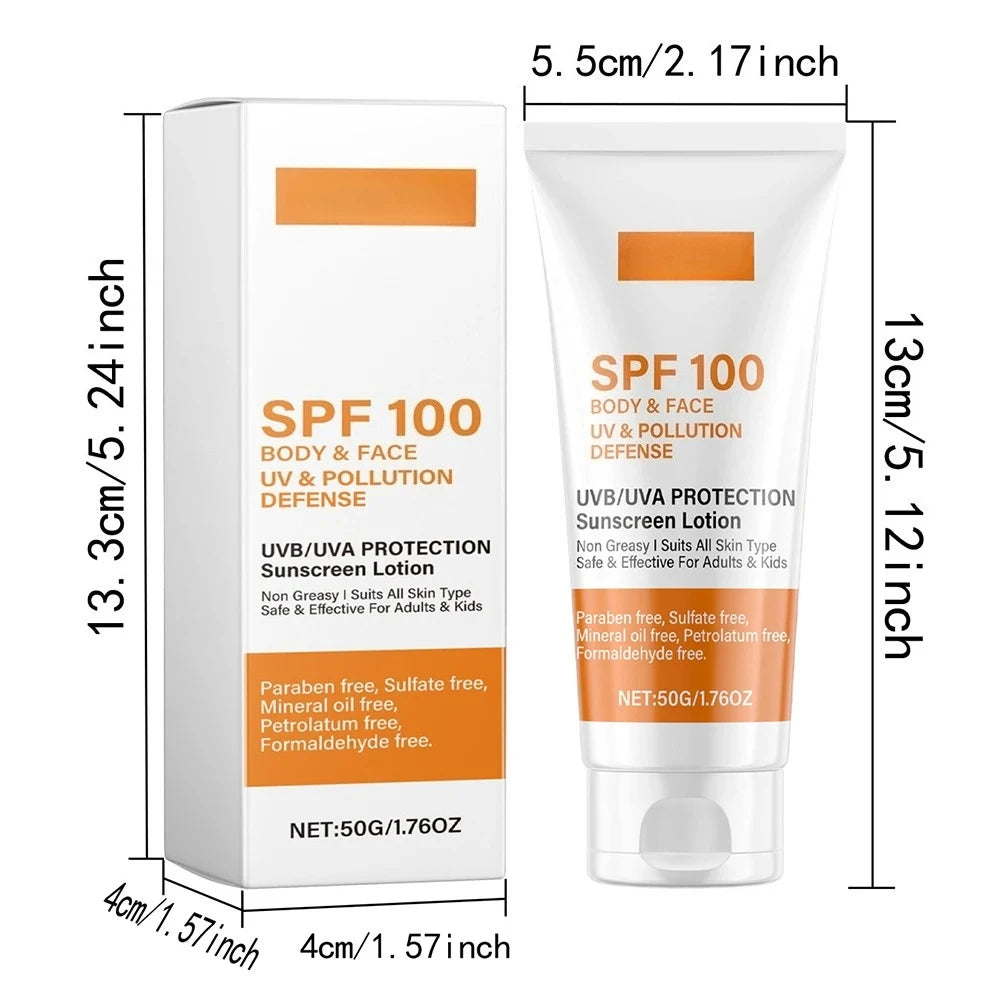 Protector solar facial y corporal No graso SPF 100+ Bloqueador