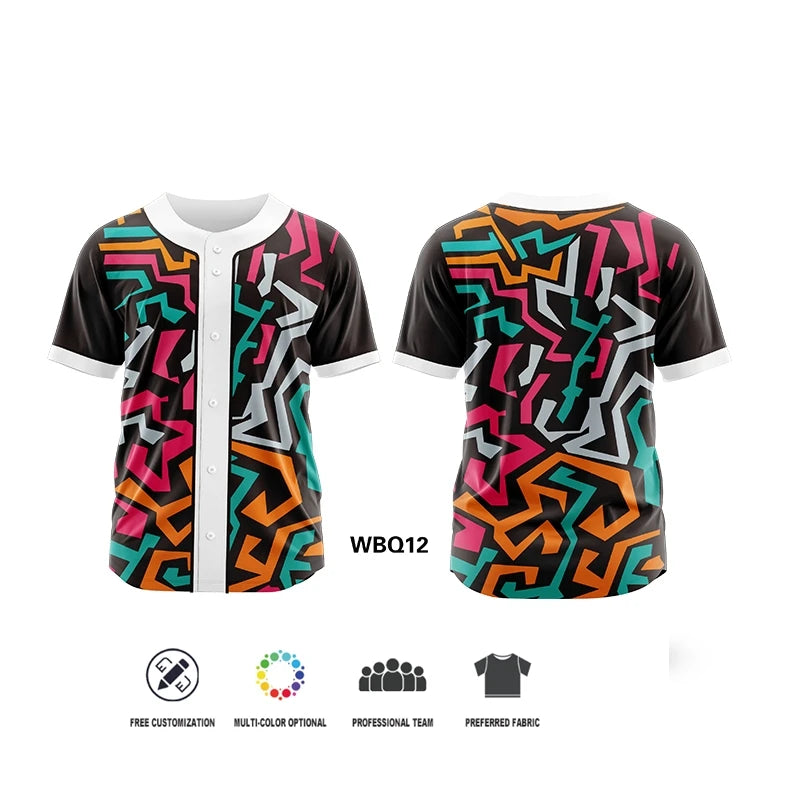 Camiseta de béisbol con botó, personalizada