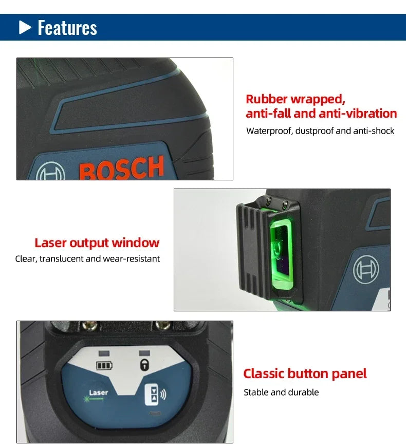 BOSCH 12 Líneas Nivel Láser Verde Nivel 3D Autonivelante 360 °