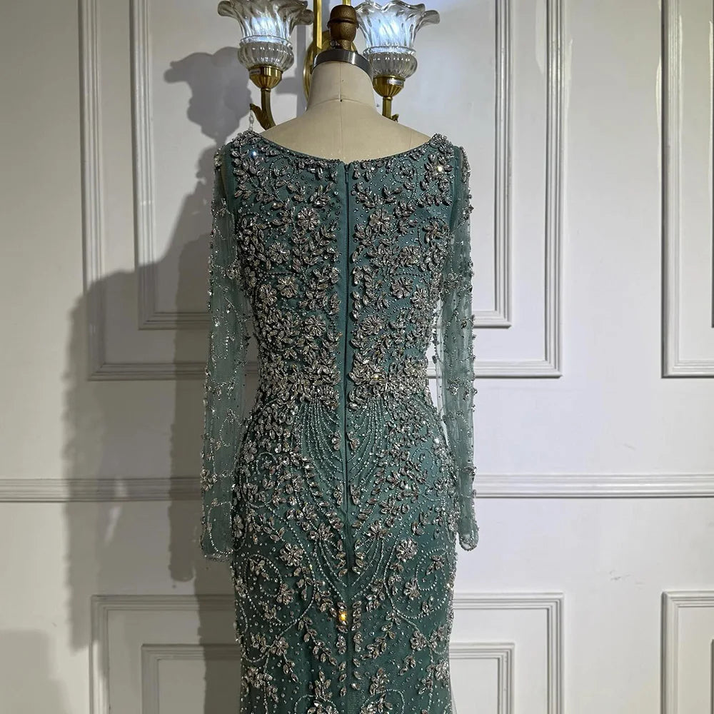 Vestido de noche de sirena de cristal