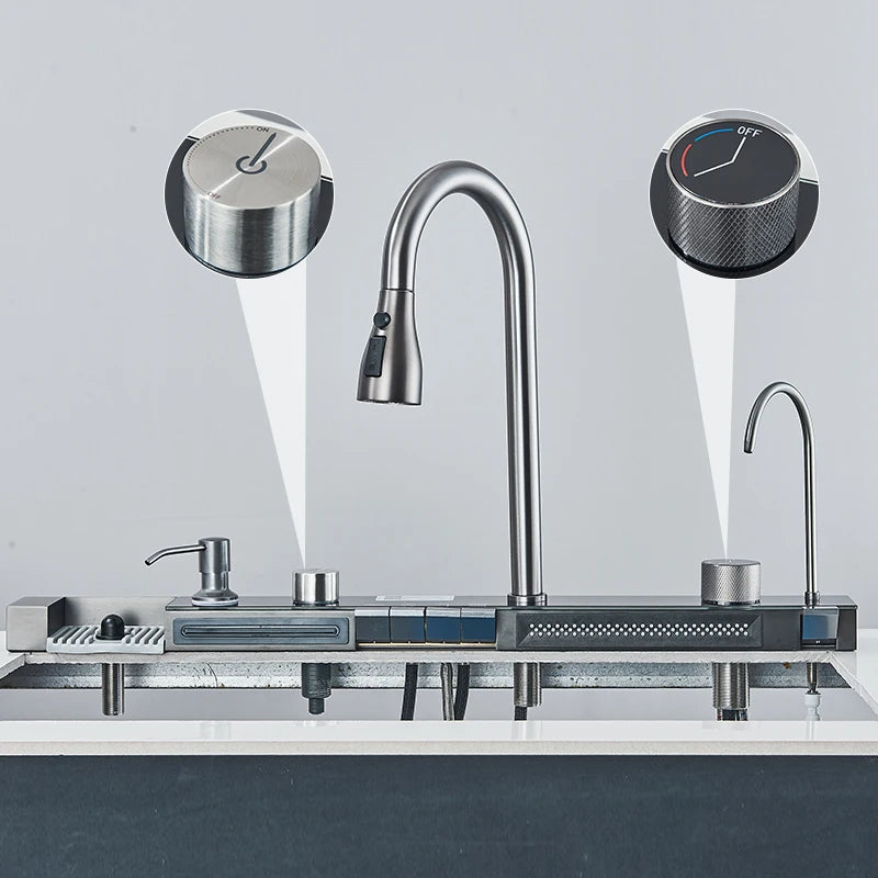 Fregadero de cascada de cocina de acero inoxidable