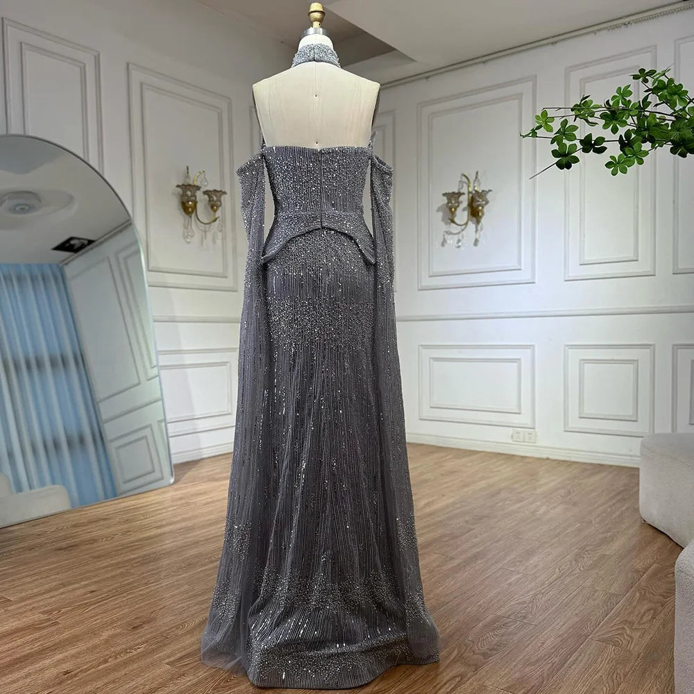 vestido de noche personalizado con cuentas de cristal