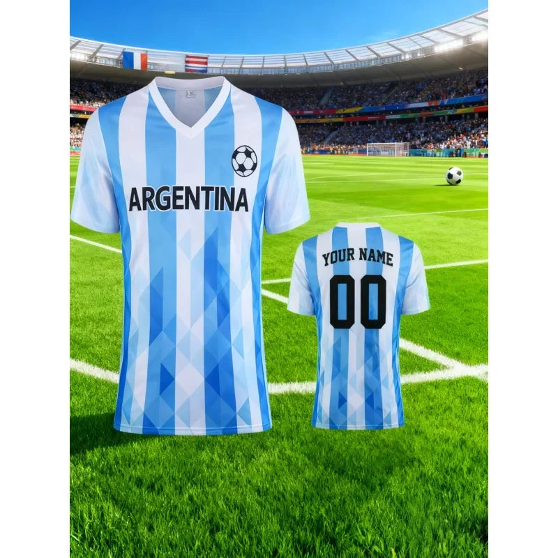 Camiseta de verano con gráfico estilo fútbol argentino