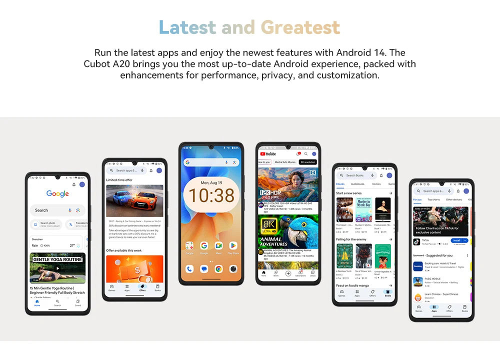 Smartphone Android 14, 12GB RAM (4GB+8GB ampliados)+128GB