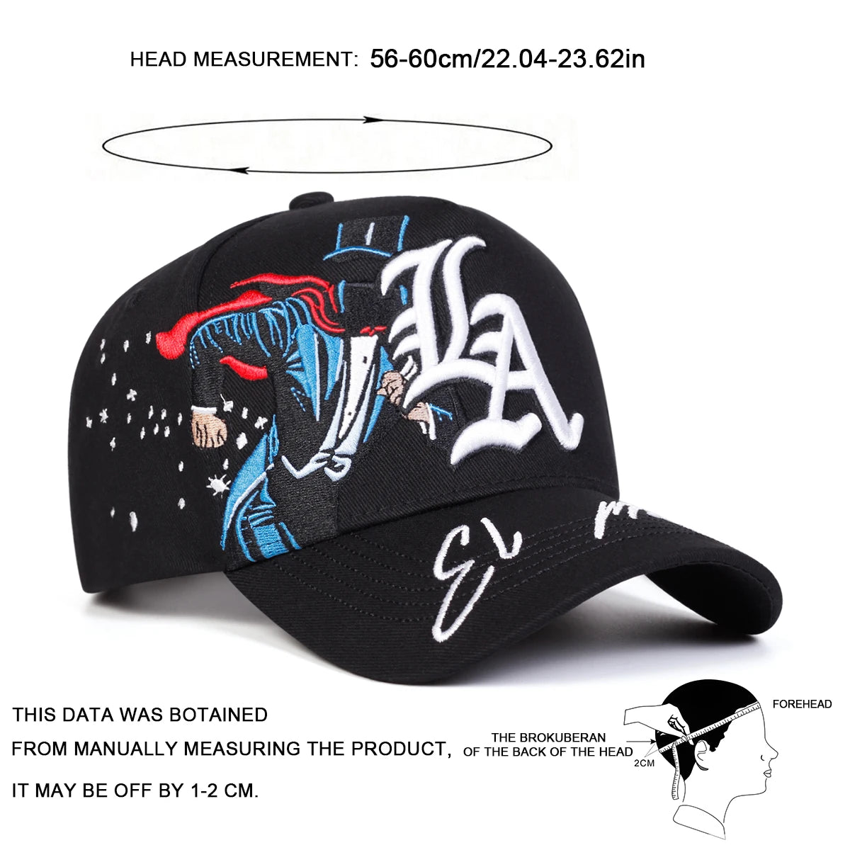 Gorras de Béisbol Bordadas con Diseño Gótico