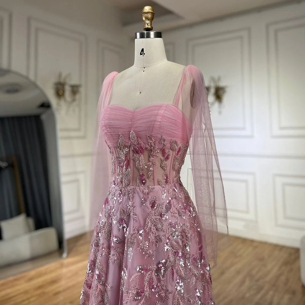 Vestido árabe verde A-Line elegante