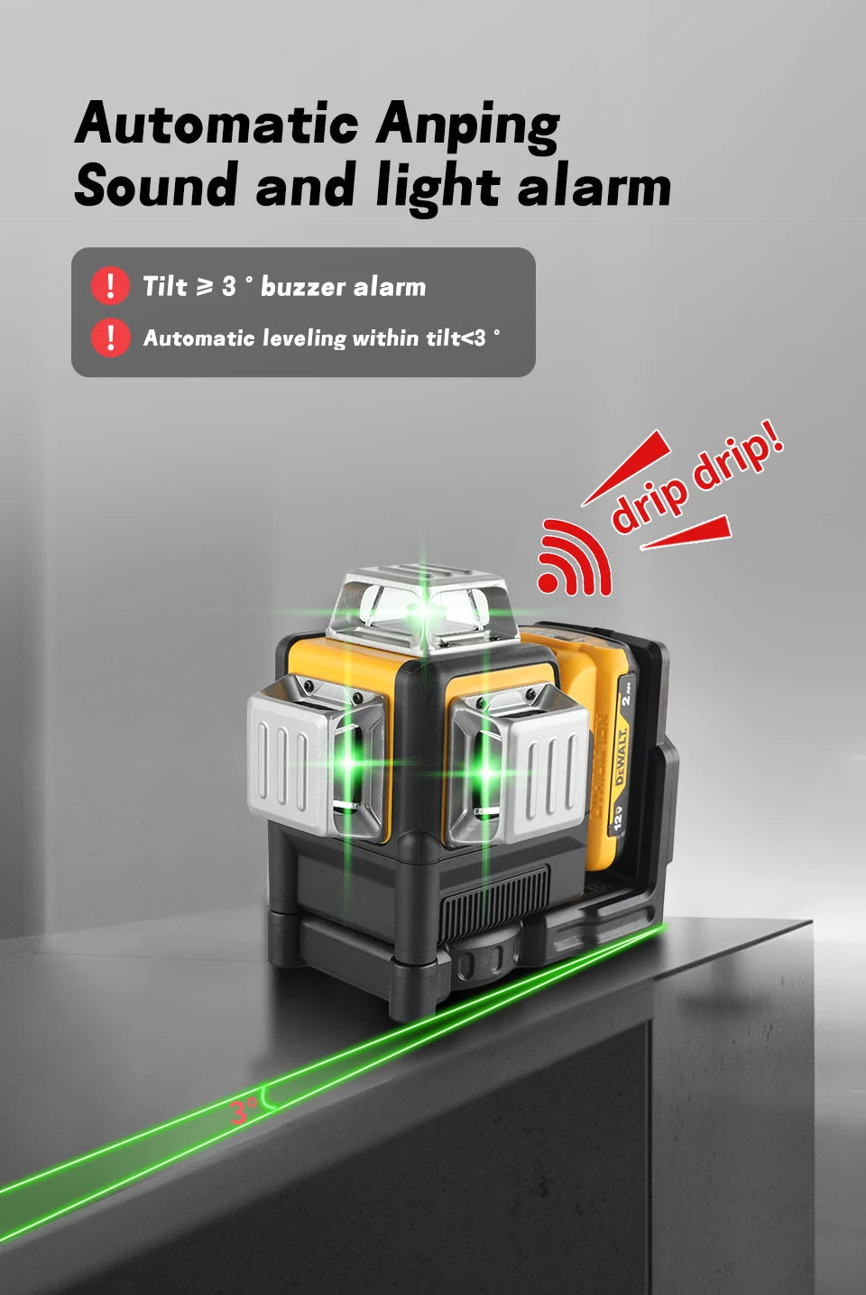 DeWalt DW089LG 12 - Línea 3 - Lado 360 °