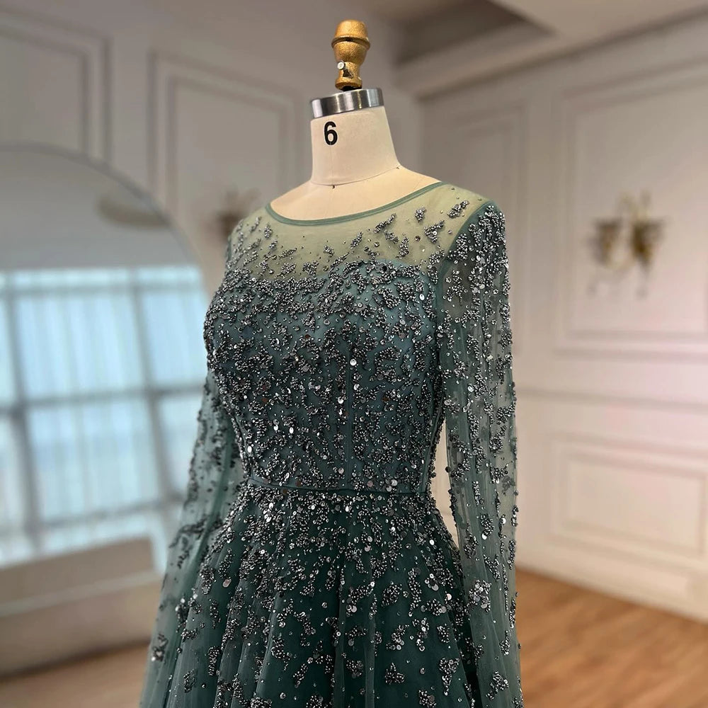 Vestido de noche turquesa elegante