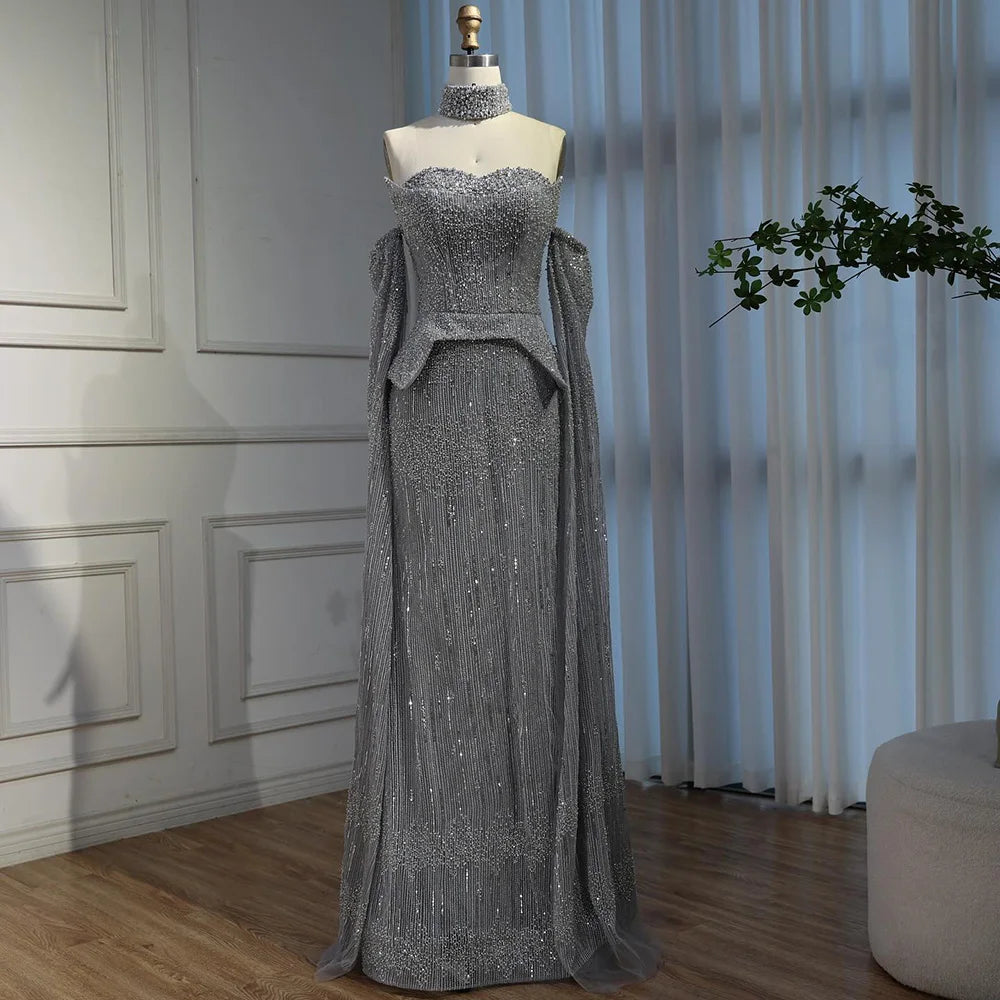 vestido de noche personalizado con cuentas de cristal