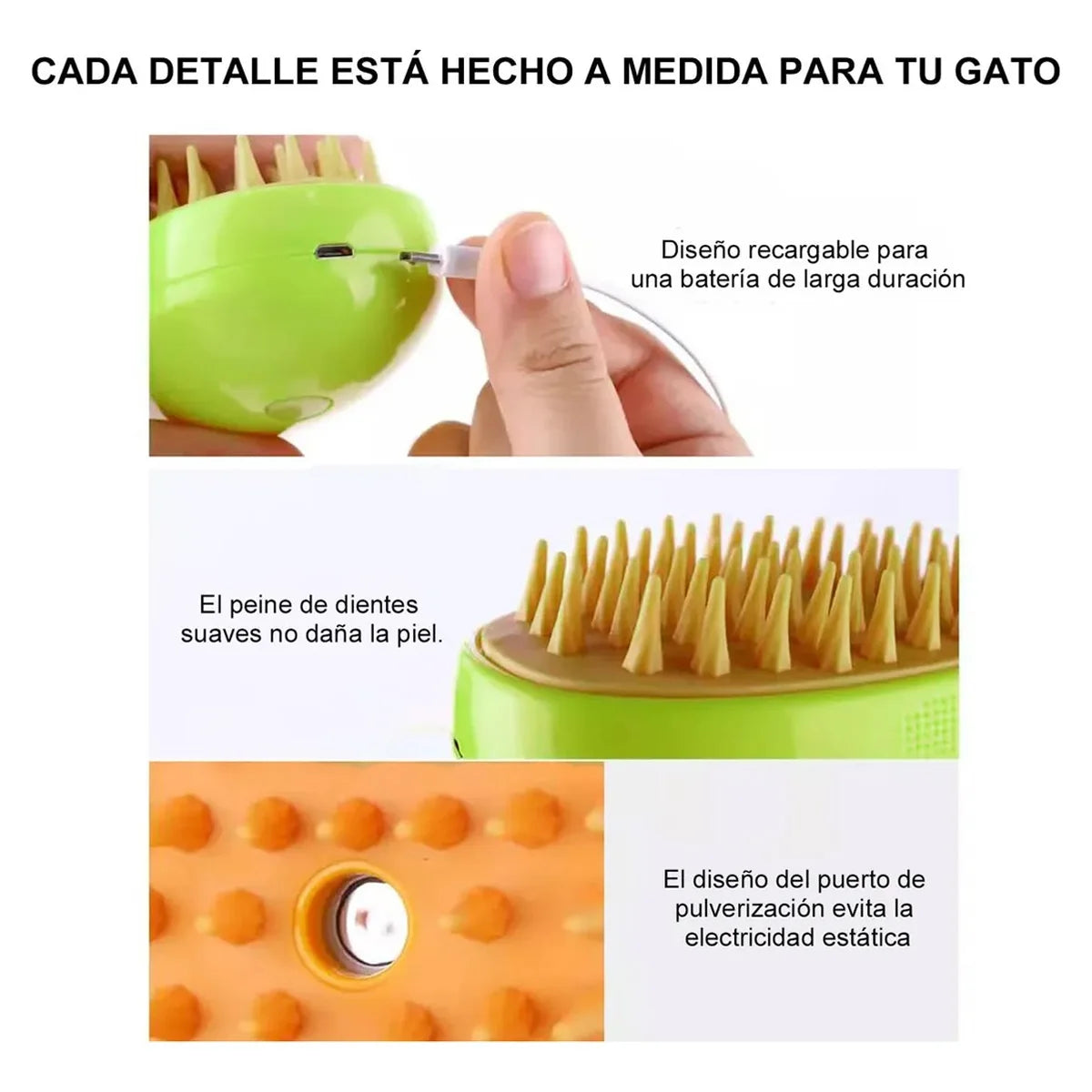 Cepillo para gato Cepillo Vapor Eléctrico 3 en 1