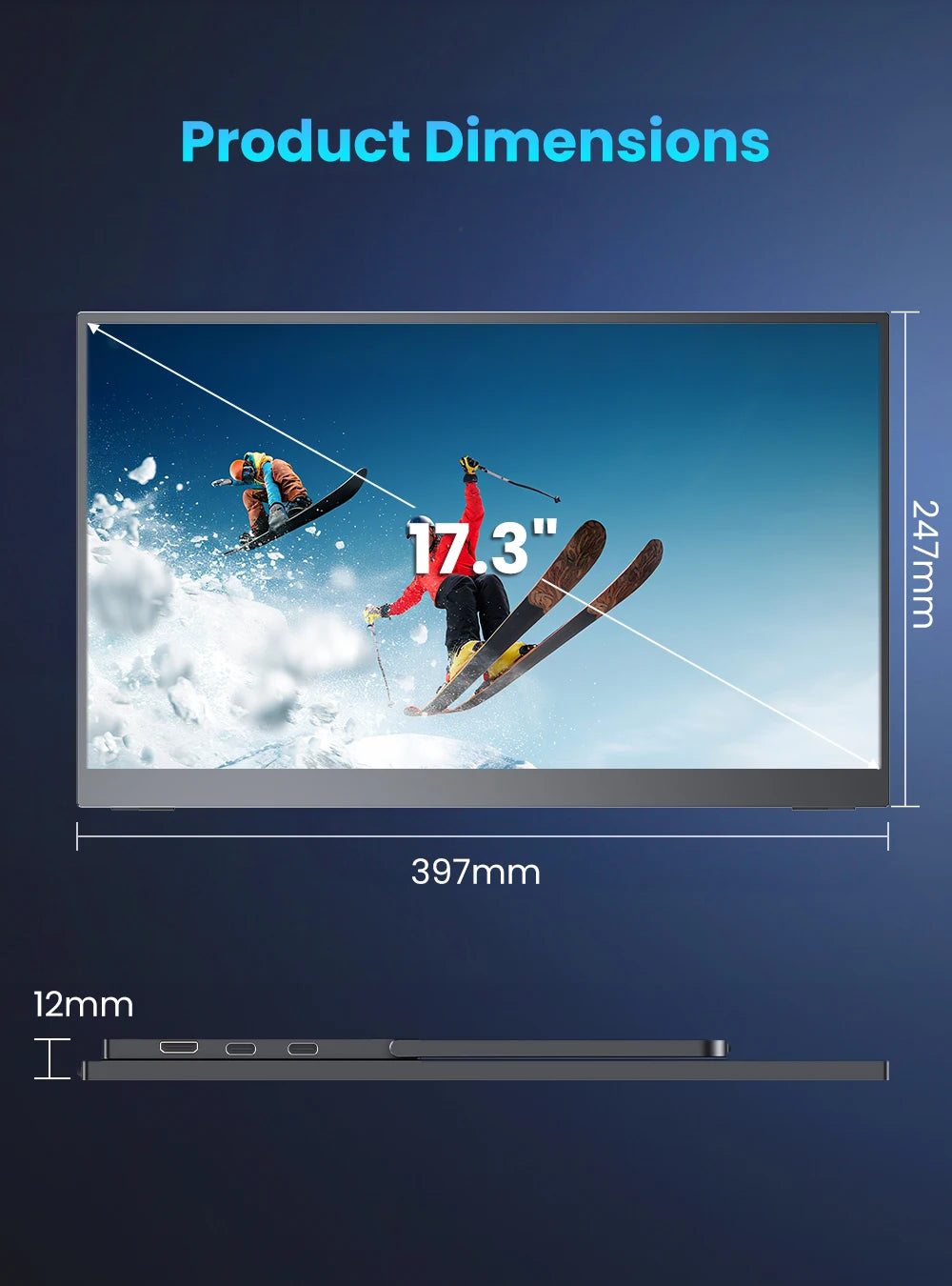 Monitor de juegos portátil 2560*1440 2K 16:9 HDMI USB C 100% sRGB pantalla Freesync para juegos