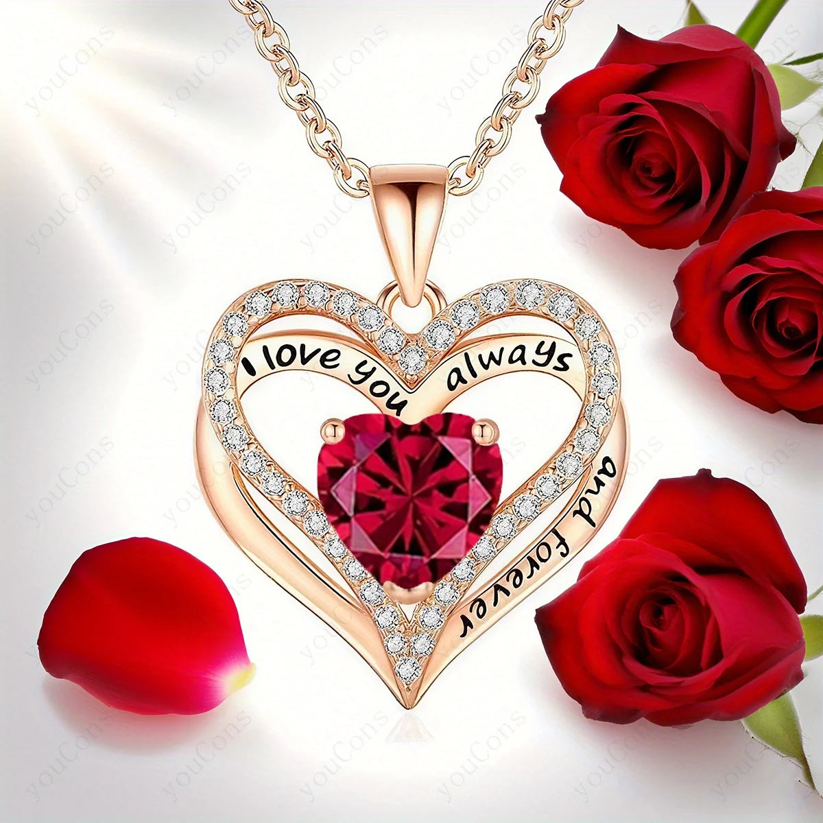 Collares con colgante de corazón rojo