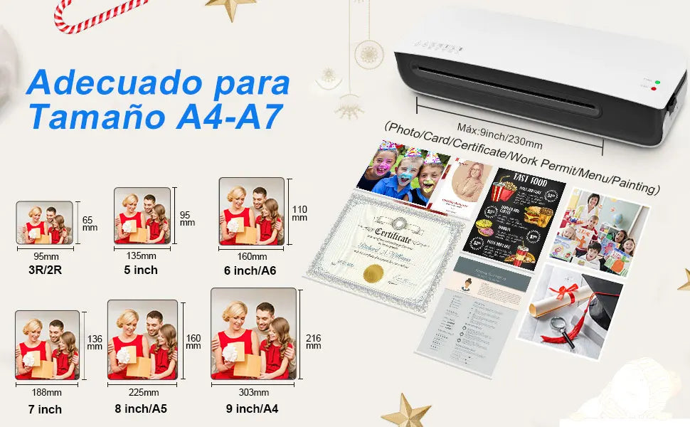 Enmicadora Térmica, Laminadora Termica 4 en 1 con 300 Hojas