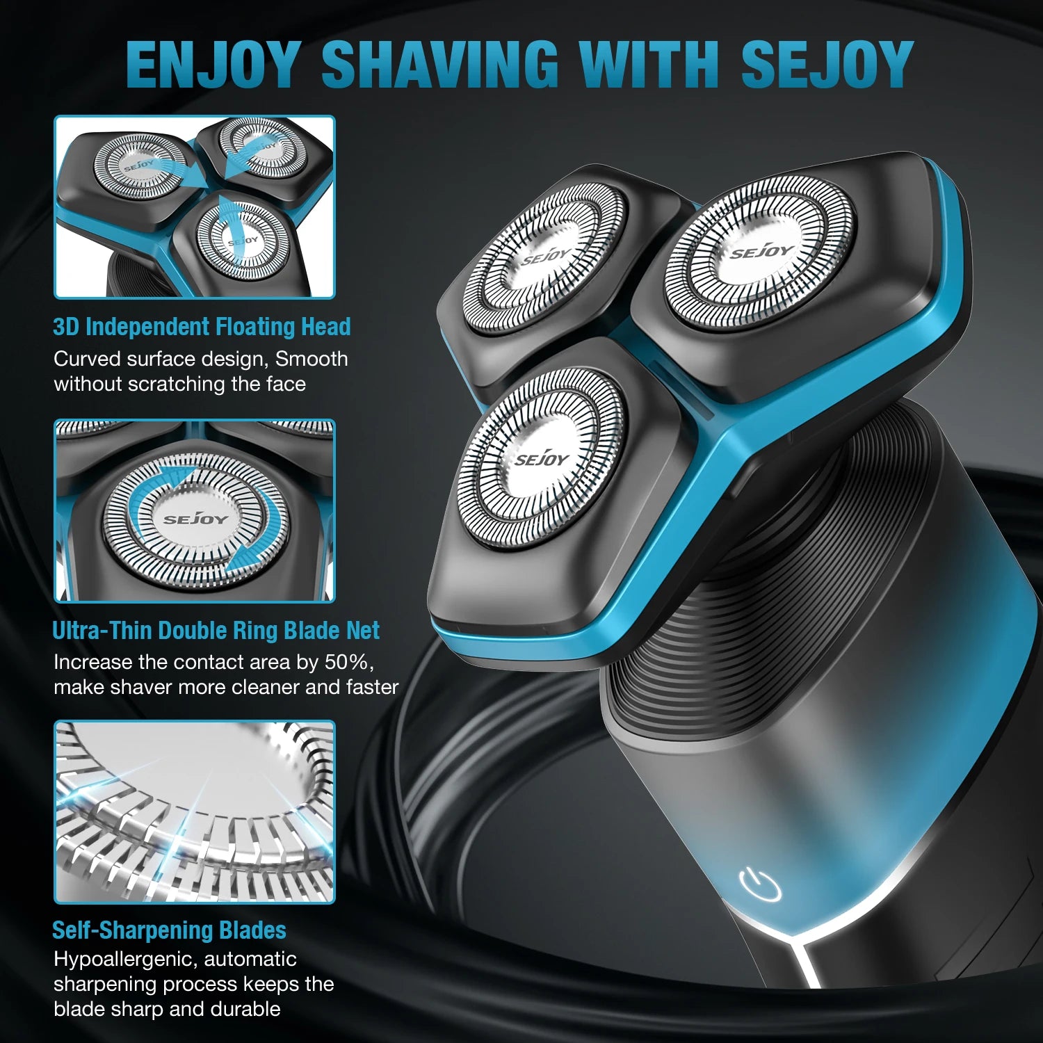 Kit de Afeitadora Eléctrica Rotativa Sejoy para Hombre